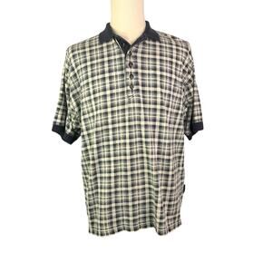 Structure Vintage Men’s Polo large Short Sleeve Plaid Cotton y2k 2000s